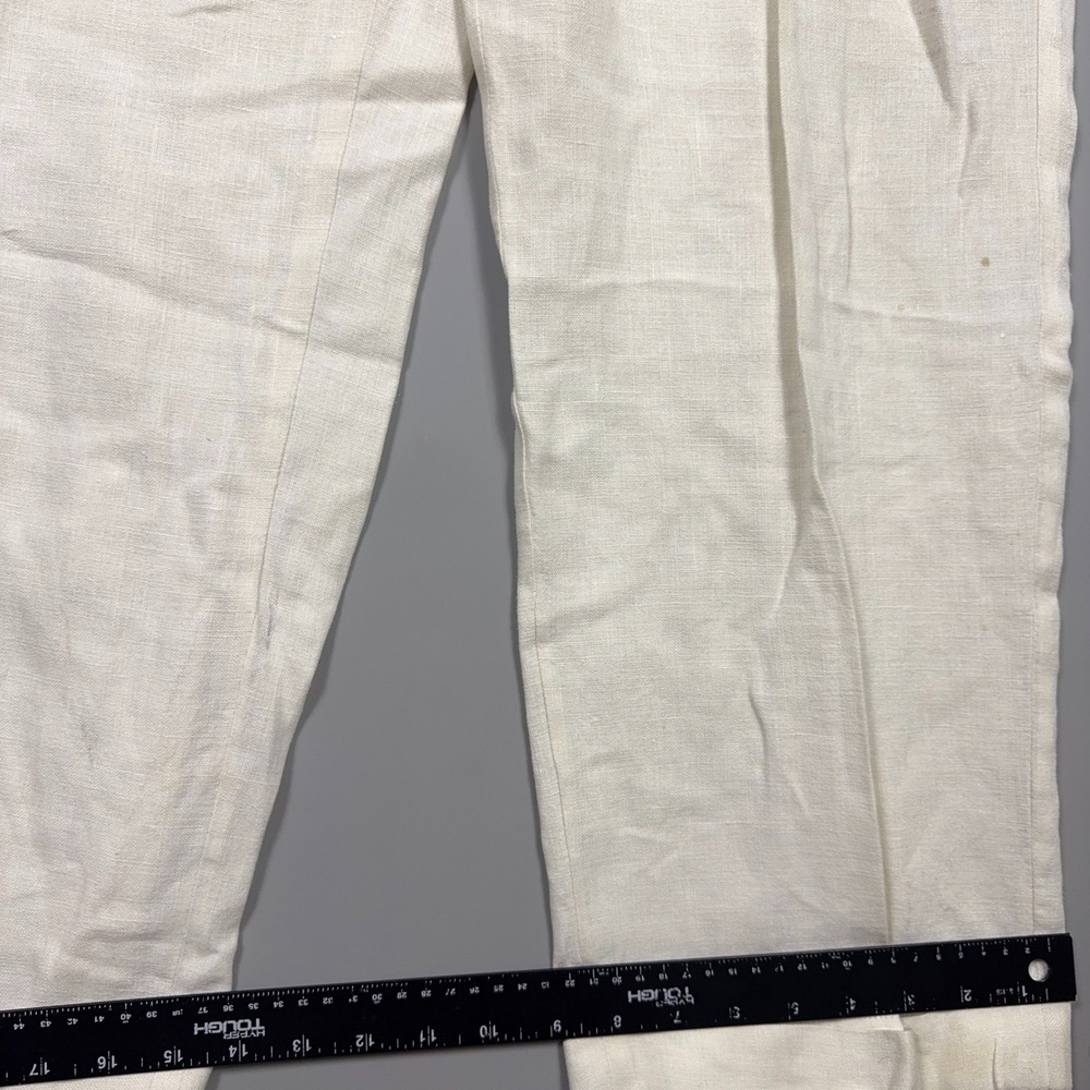 Polo Ralph Lauren Pleated Pants Trousers Mens Size 42 100% Linen White Old Money - Picture 10 of 11